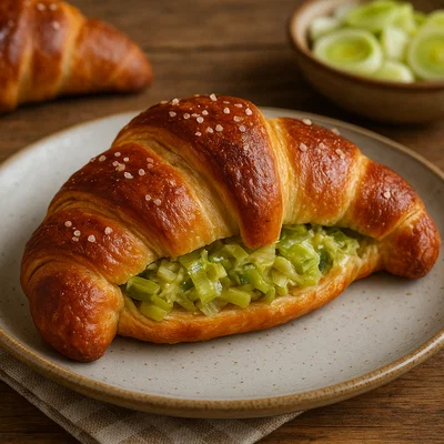 Laugencroissants mit cremiger Lauchfüllung