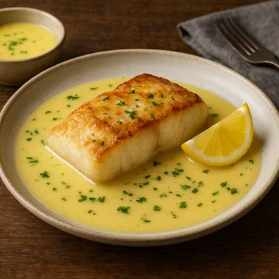 Klassisches Kabeljaufilet mit Zitronenbuttersauce