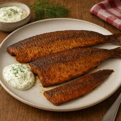 Gebratener Räucherhering mit Dillmayonnaise