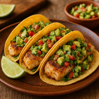 Moderne Fisch-Tacos mit Avocado-Salsa