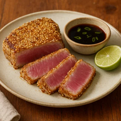 Thunfischsteak mit Sesamkruste und Soja-Limetten-Dip