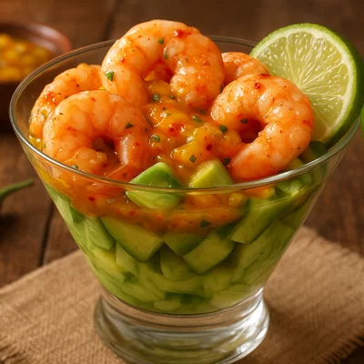 Scharfer Garnelen‑Cocktail mit Mango‑Chutney