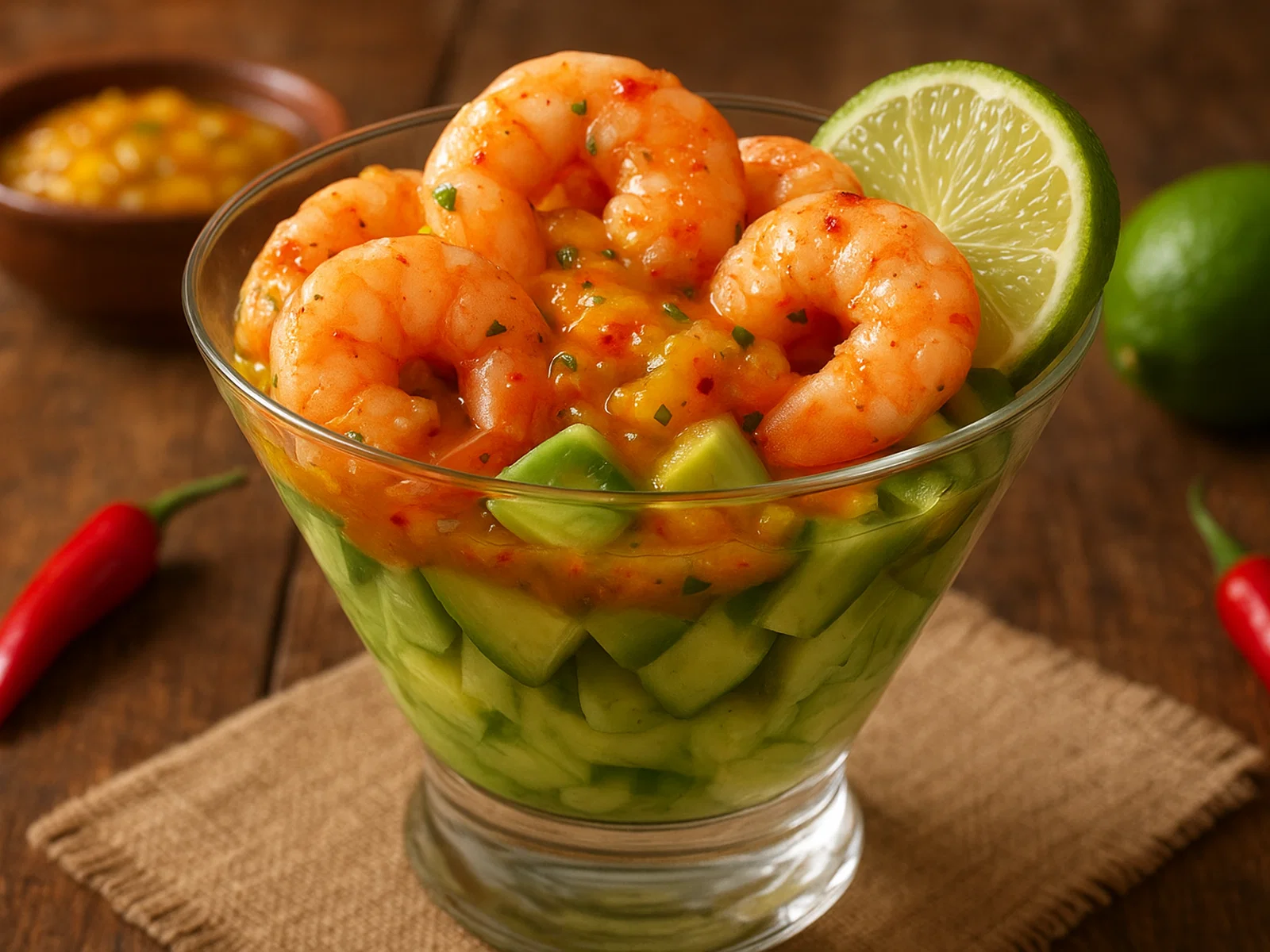 Scharfer Garnelen‑Cocktail mit Mango‑Chutney