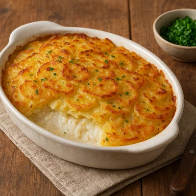 Fischgratin mit Kartoffelkruste
