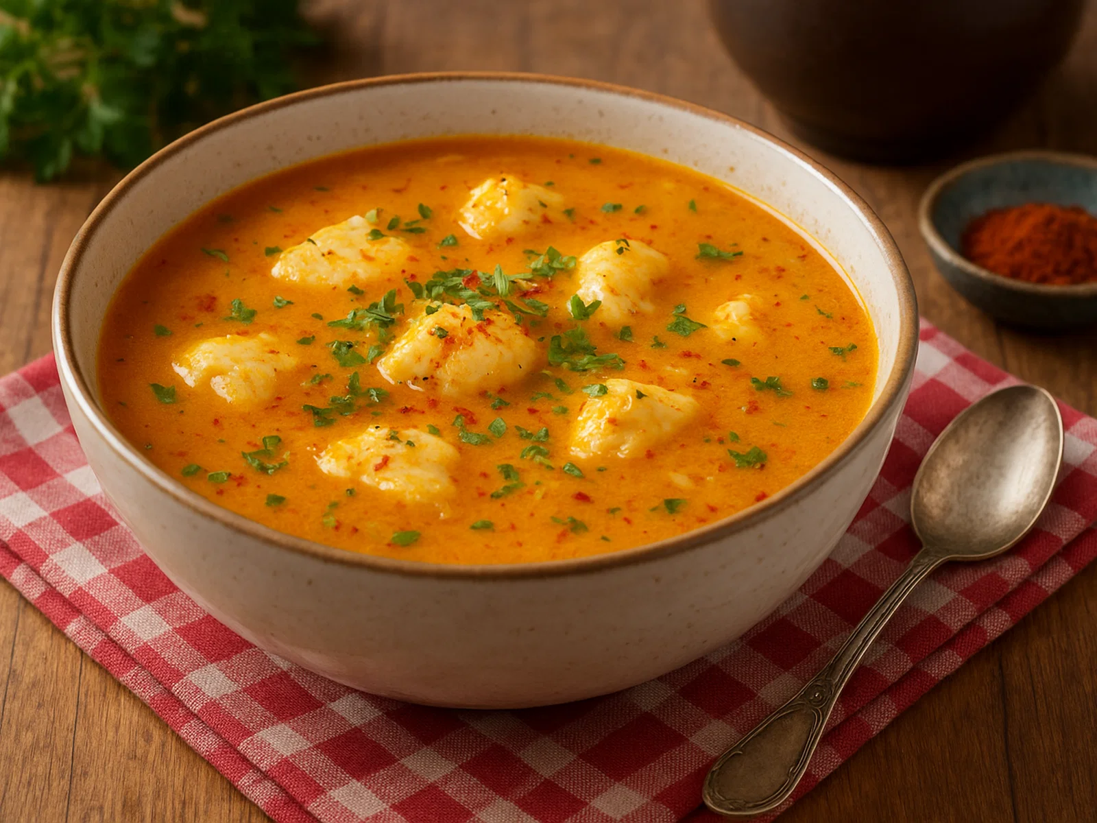 Pikantes Fischsüppchen mit Safran