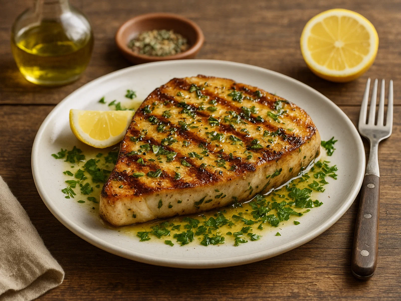 Gegrillter Schwertfisch mit mediterraner Marinade