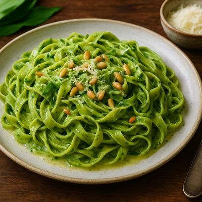 Hausgemachte Bärlauch-Tagliatelle mit Zitronen-Butter-Sauce