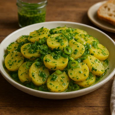 Lauwarmer Kartoffelsalat mit Bärlauch-Vinaigrette