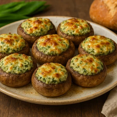 Gefüllte Champignons mit Bärlauch-Frischkäse aus dem Ofen