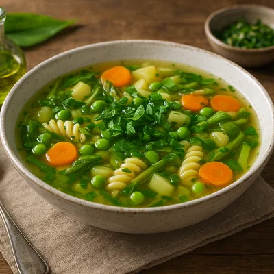 Frühlingshafte Bärlauch‑Minestrone mit jungem Gemüse