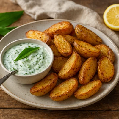 Ofenkartoffeln mit Bärlauch-Sauerrahm-Dip