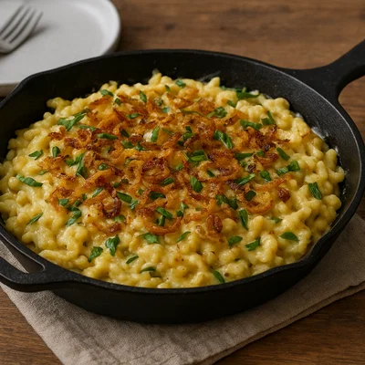 Bärlauch-Käsespätzle aus der Pfanne