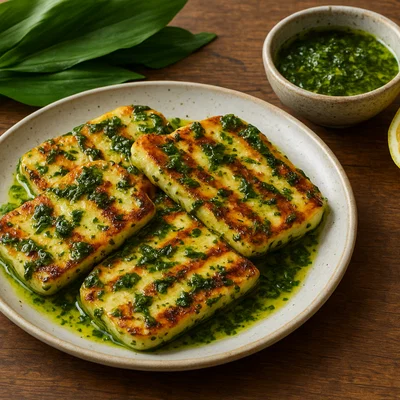 Gegrillter Halloumi mit Bärlauch-Marinade