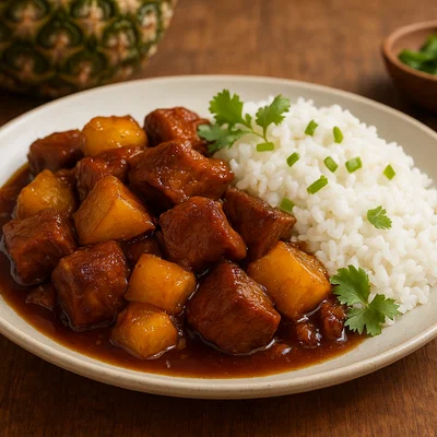 Luau-Schweinefleisch mit Ananas und Reis