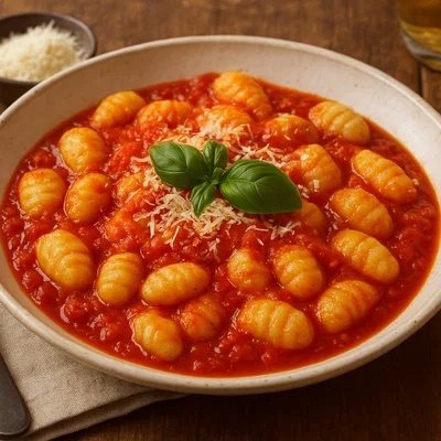 Kartoffelgnocchi mit klassischer Tomatensauce und Parmesan