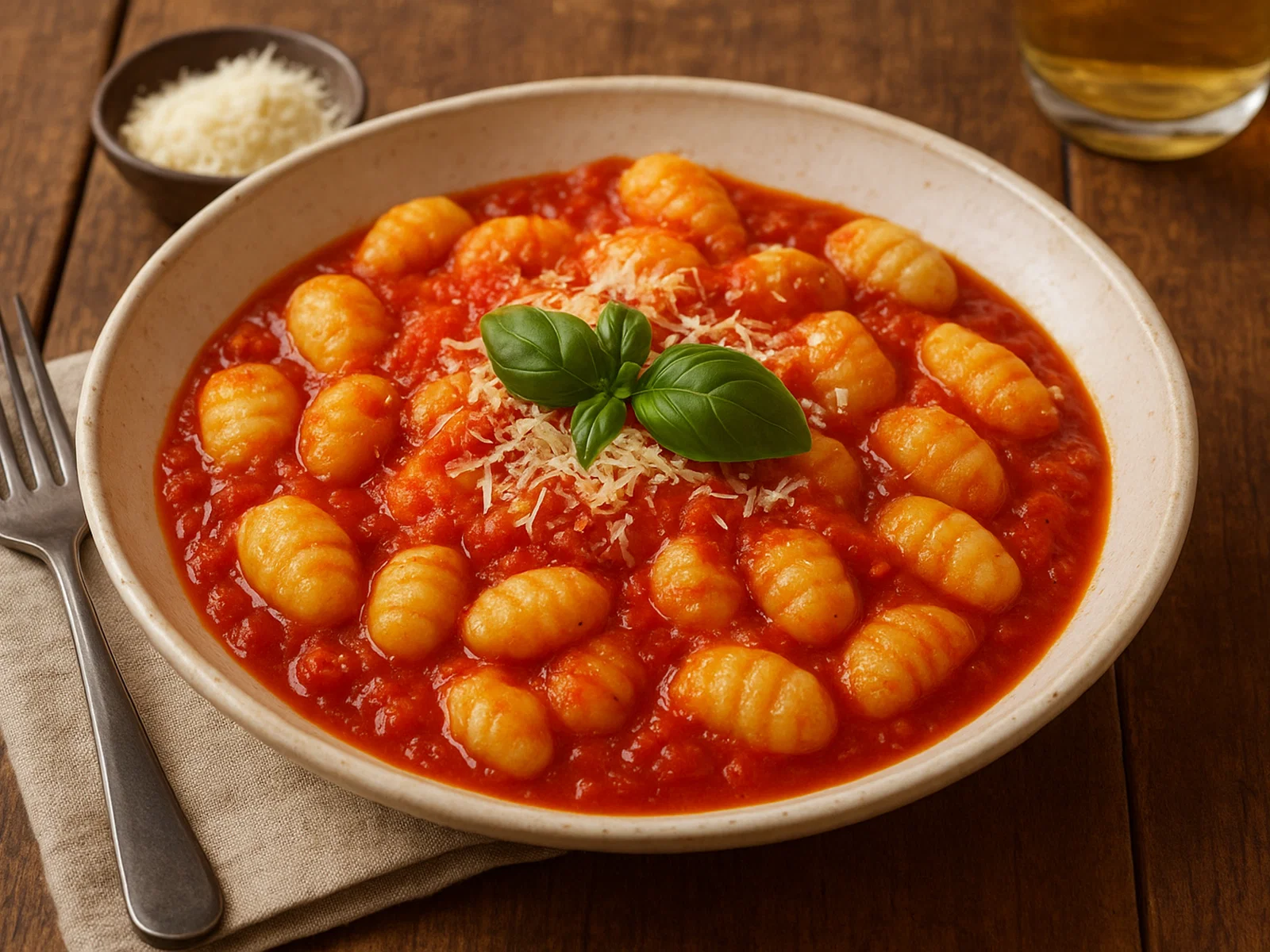 Kartoffelgnocchi mit klassischer Tomatensauce und Parmesan