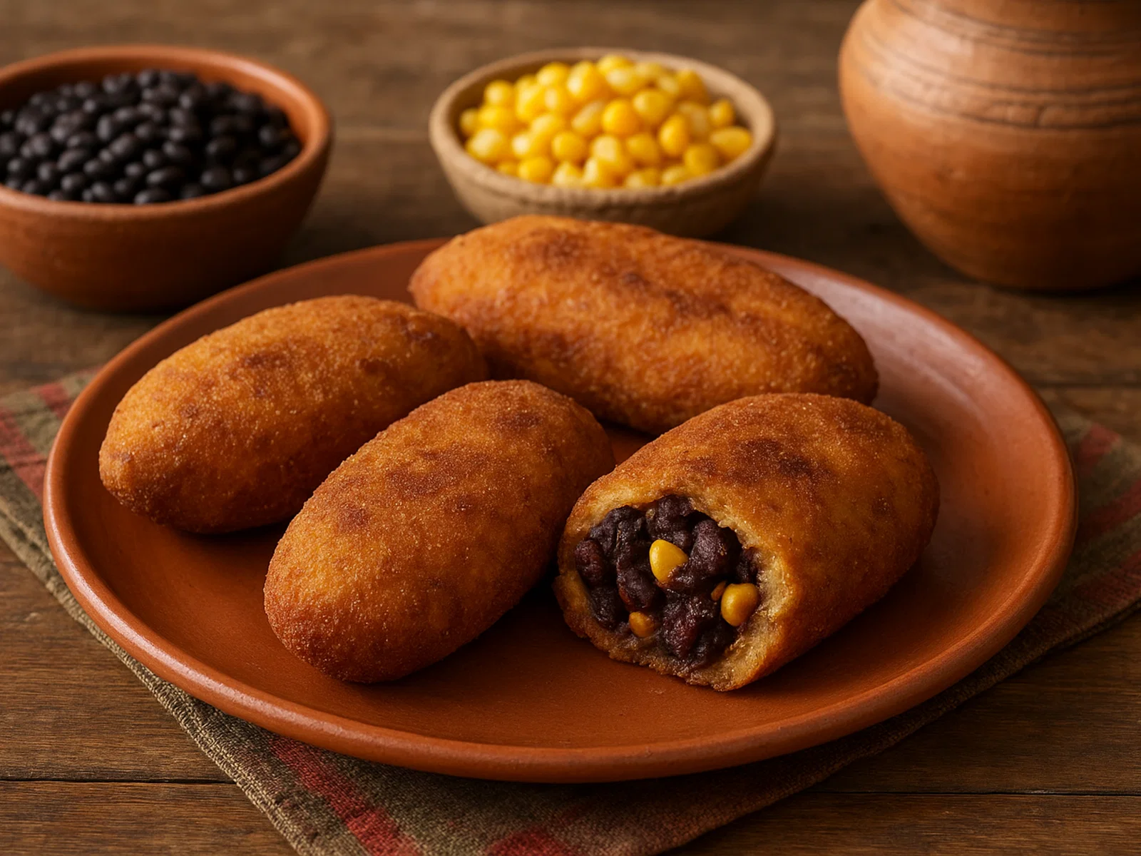 Rellenitos de Plátano mit Bohnen und Maiskruste