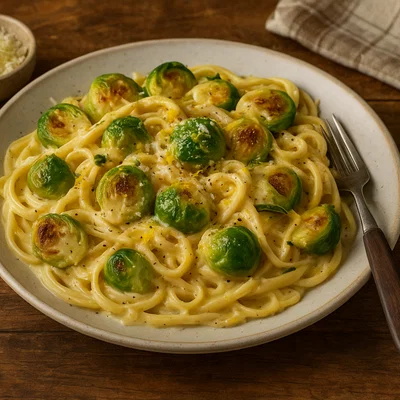 Rosenkohl-Pasta mit Zitronen-Sahne-Sauce