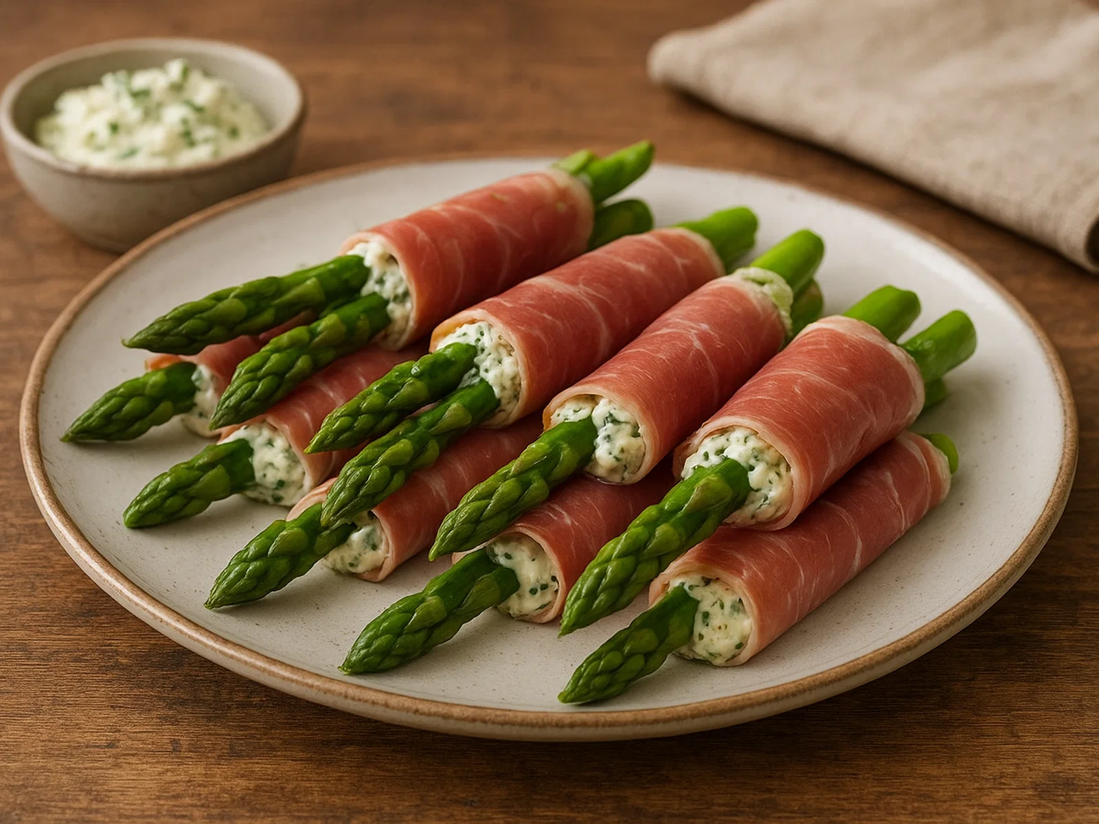 Spargel- und Schinkenröllchen mit Mascarpone