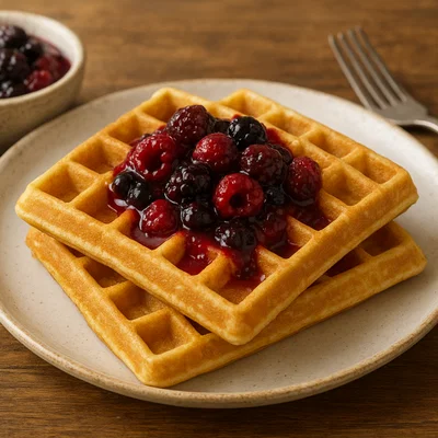 Buttermilch-Waffeln mit warmem Beerenkompott
