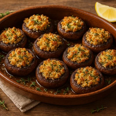 Gratinierte Pilze mit Knoblauch und Thymian