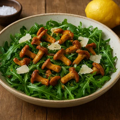 Pfifferling-Salat mit Rucola und Parmesan