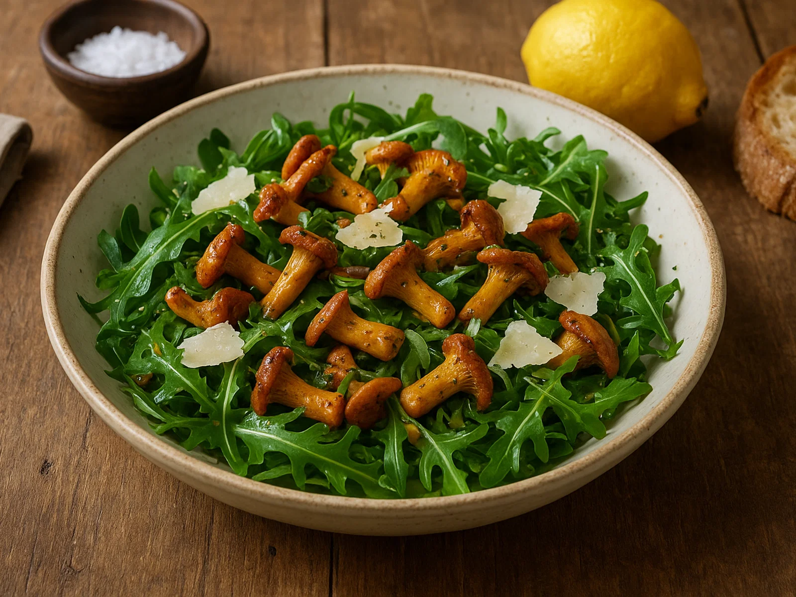 Pfifferling-Salat mit Rucola und Parmesan