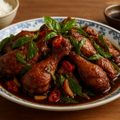 Dreierlei Huhn (San Bei Ji) – Taiwanesisches Schmorfleisch