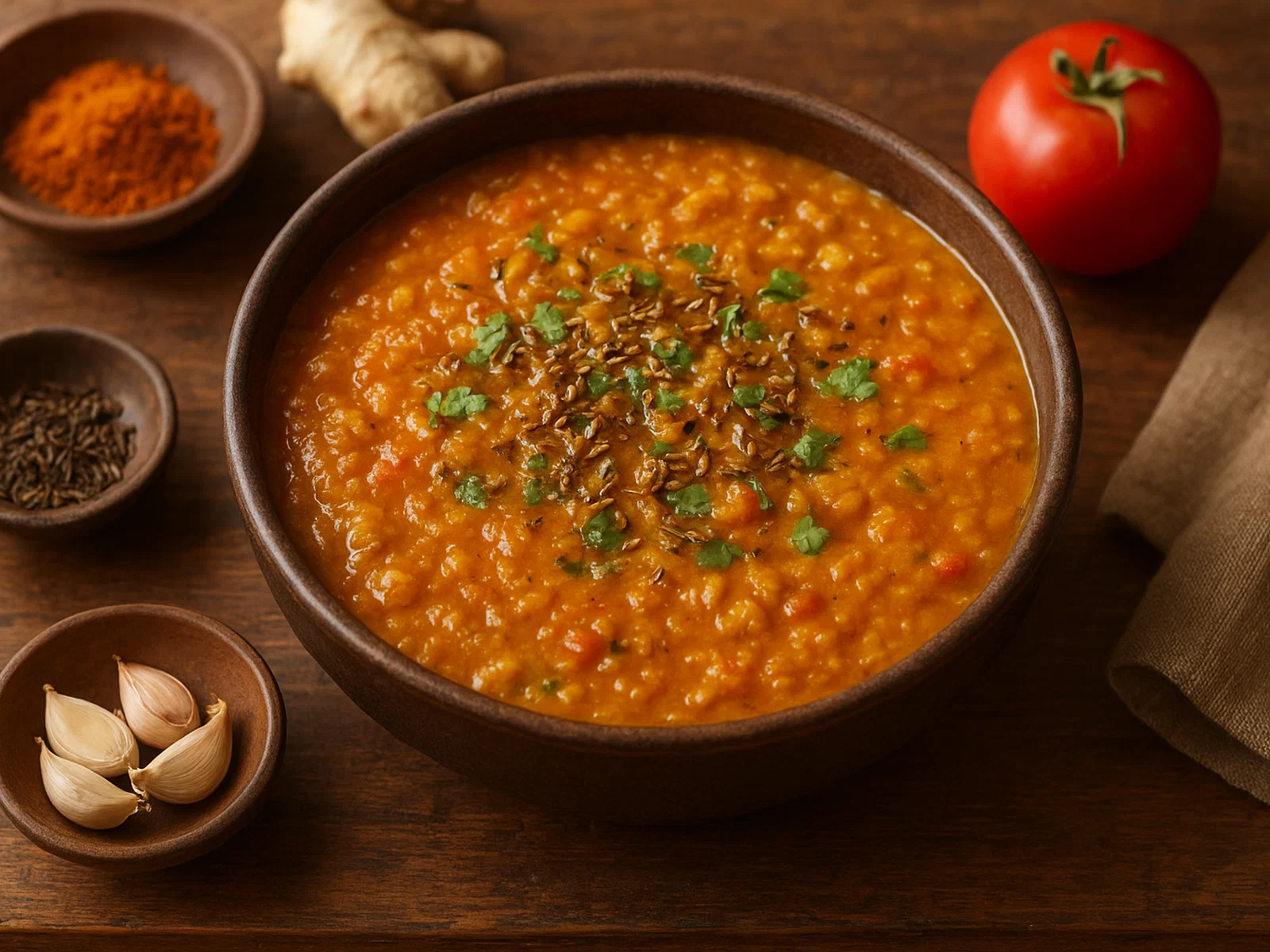 Cremiges Indisches Daal aus Roten Linsen