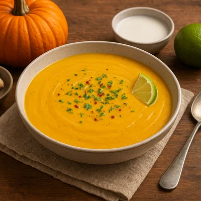 Kürbis‑Ingwer‑Suppe mit Kokosmilch