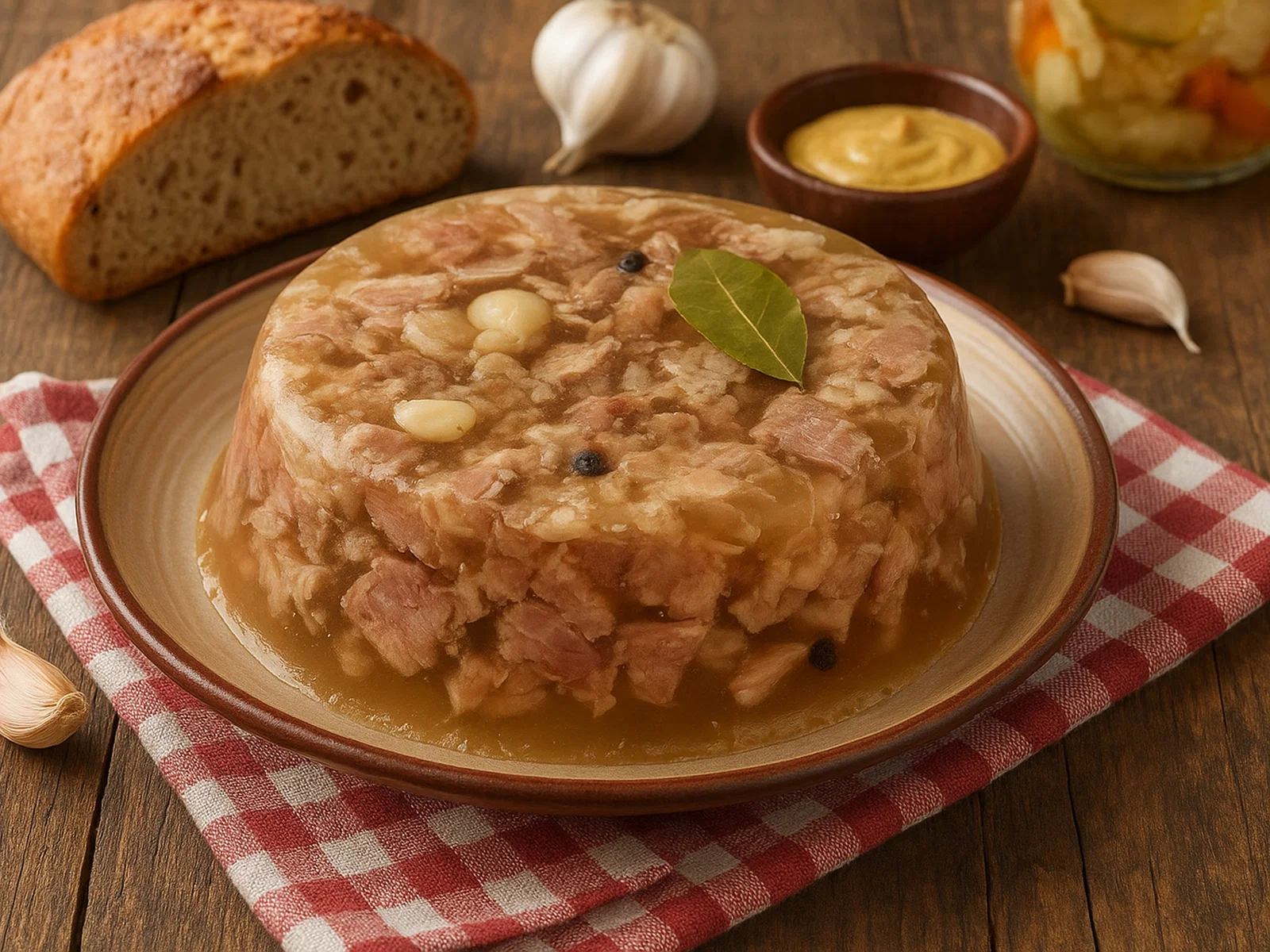 Răcitură – Rumänische Fleischsülze mit Schweinefleisch und Knoblauch