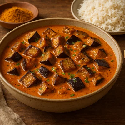 Auberginen-Curry mit cremiger Tomaten-Kokos-Sauce