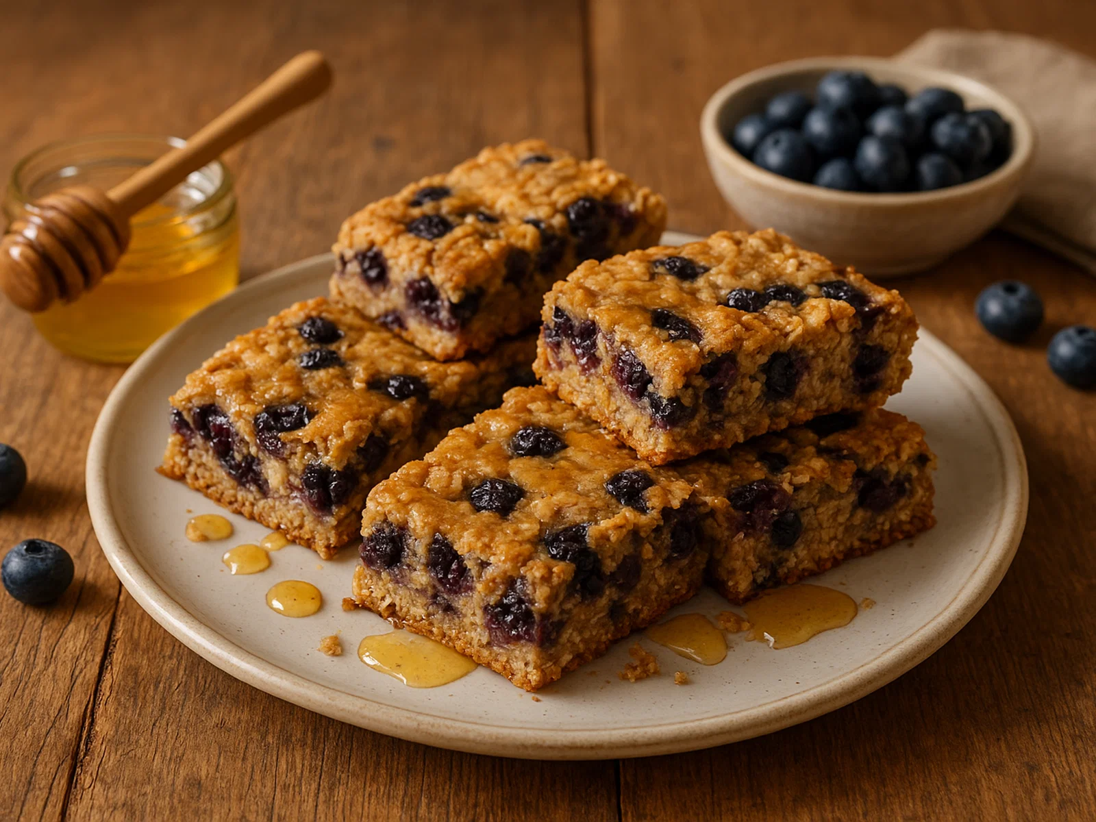 Blaubeer-Haferriegel mit Honig