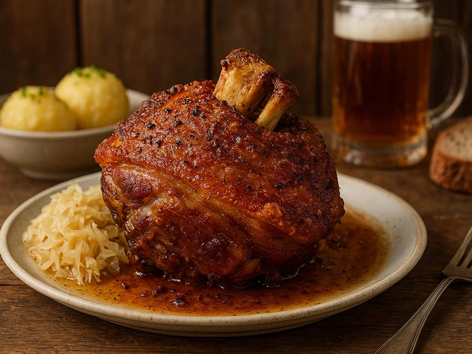 Knusprige Schweinshaxe aus dem Ofen