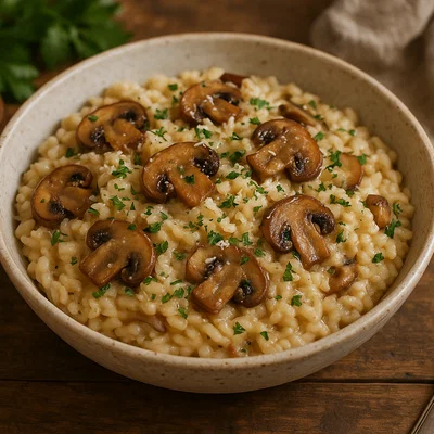 Champignon-Risotto mit Parmesan und frischen Kräutern