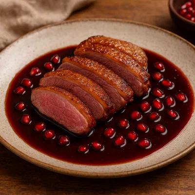 Granatapfel-Entenbrust mit Honig-Balsamico-Reduktion