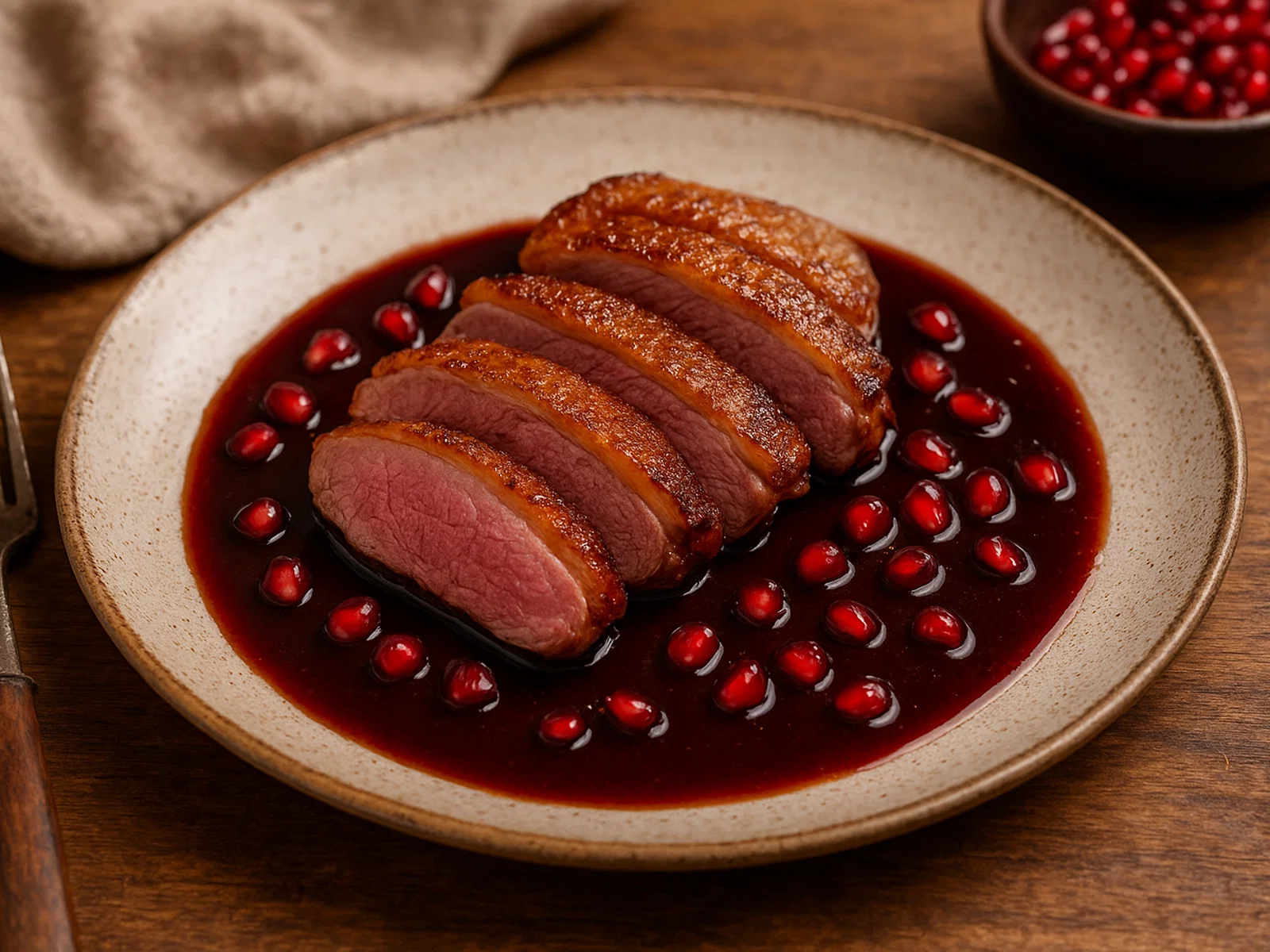 Granatapfel-Entenbrust mit Honig-Balsamico-Reduktion