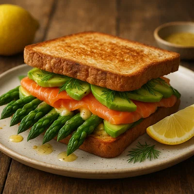 Spargelsandwich mit Räucherlachs und Avocado