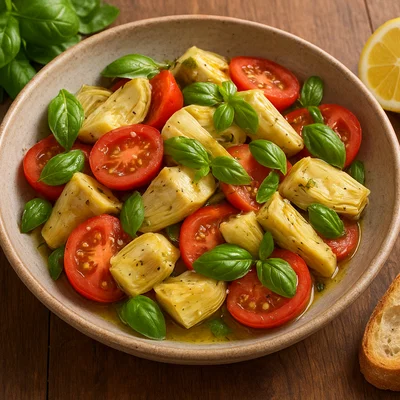 Artischockenherzen-Tomatensalat mit frischem Basilikum