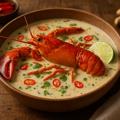 Lobster in aromatischer Kokosmilch mit Limette und Chili