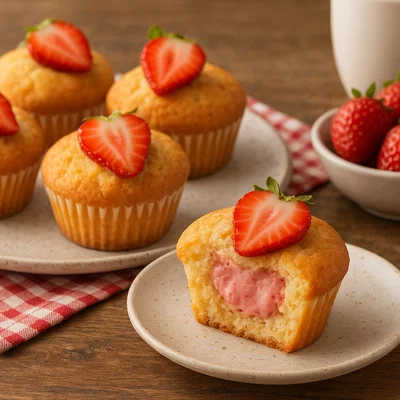 Erdbeer-Creme-Füllung-Muffins