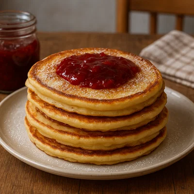 Luftige Pfannkuchen mit Marmelade
