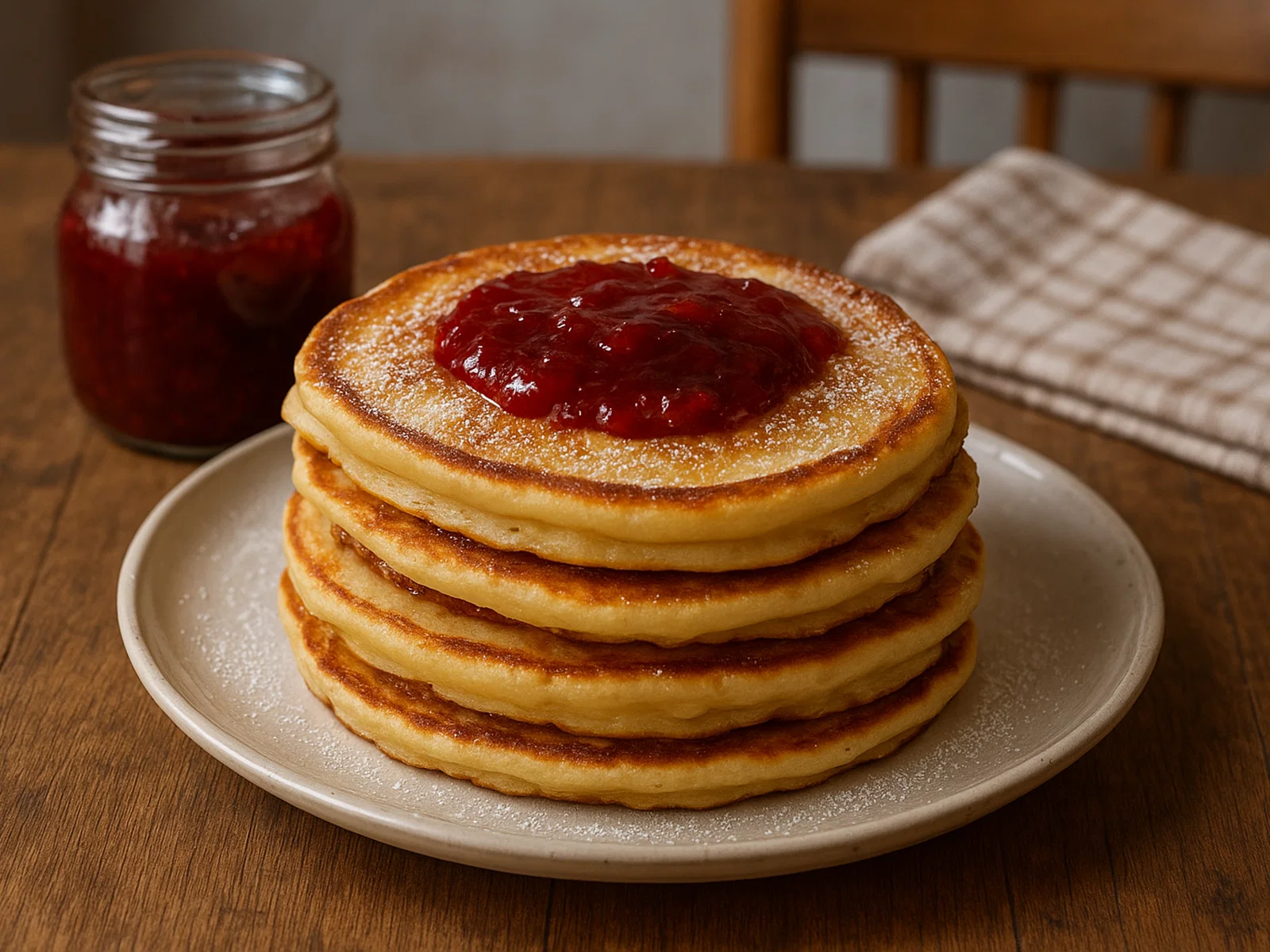 Luftige Pfannkuchen mit Marmelade