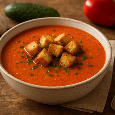 Gazpacho mit knusprigen Croutons