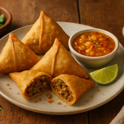 Lamm-Samosas mit Mangochutney