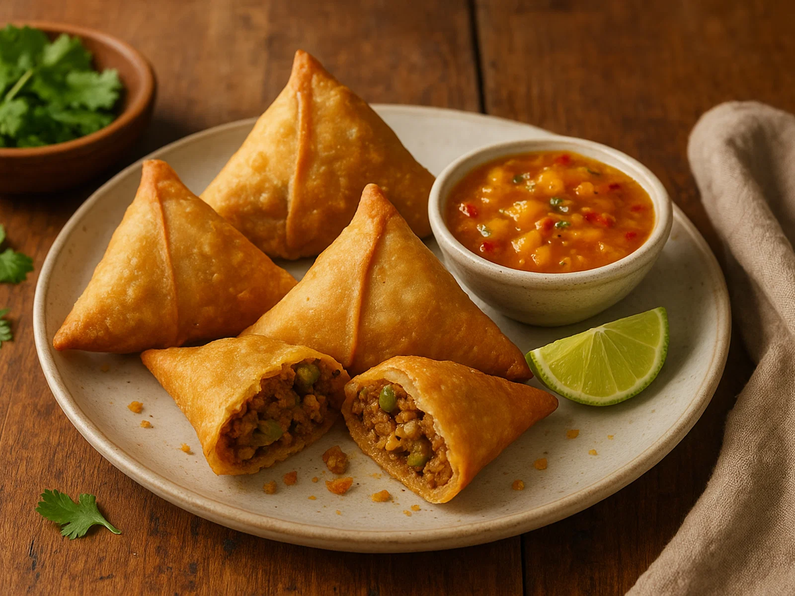 Lamm-Samosas mit Mangochutney