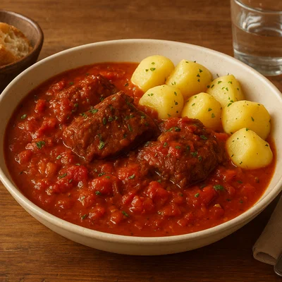 Maltesisches Rosto (Rinderschmorbraten in Tomatensauce)