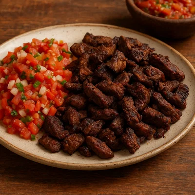 Namibisches Kapana vom Grill mit Zwiebel-Tomaten-Salsa