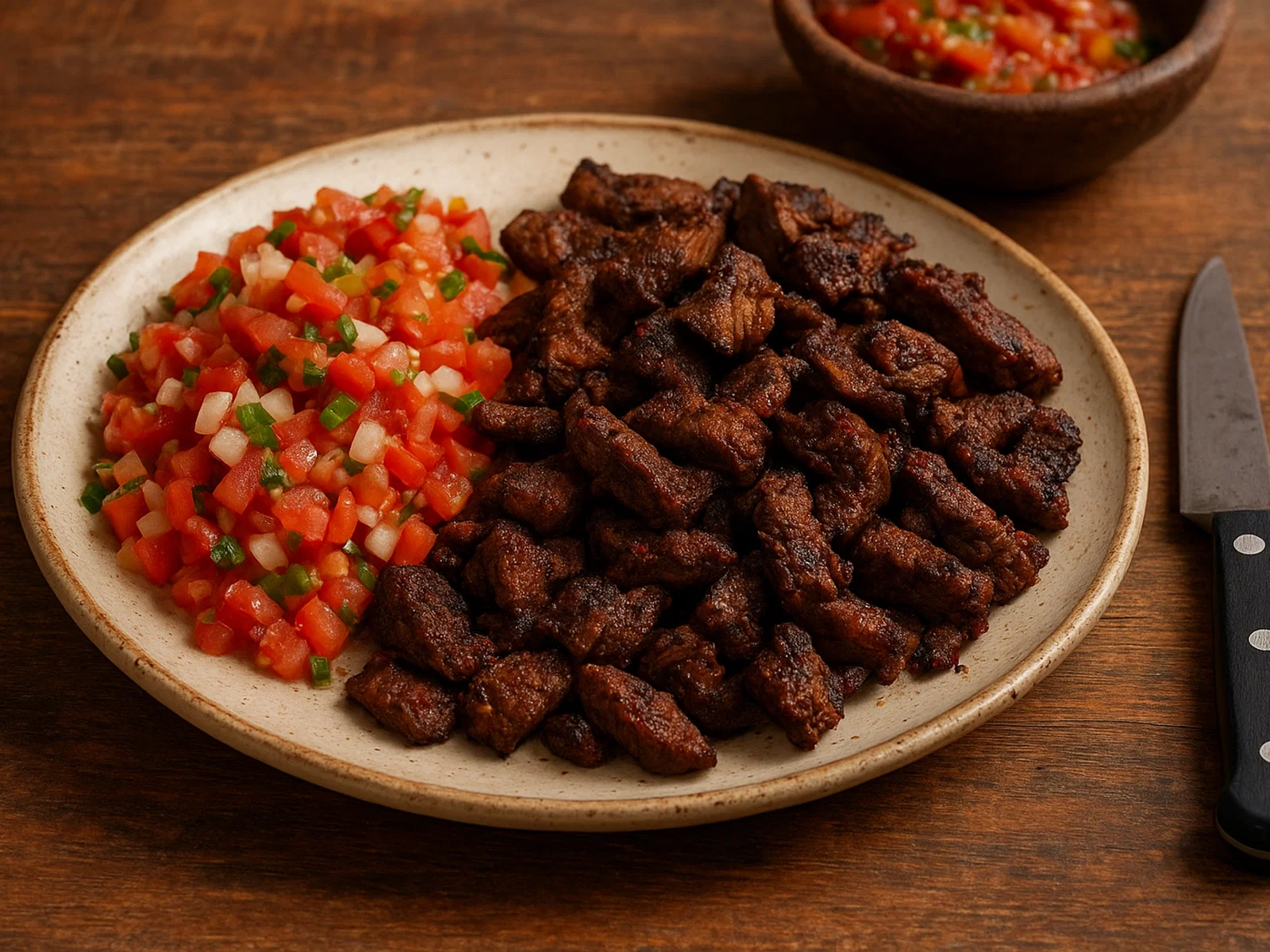 Namibisches Kapana vom Grill mit Zwiebel-Tomaten-Salsa