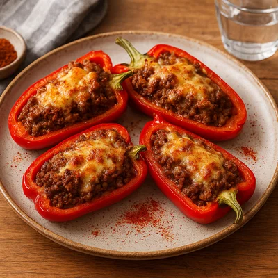 Teuflische Paprika-Boots mit würziger Hackfleischfüllung